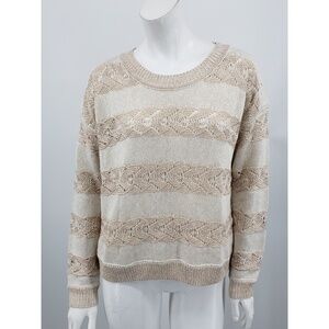 MinkPink Sweater Cream & Metallic Rose Gold Stripe